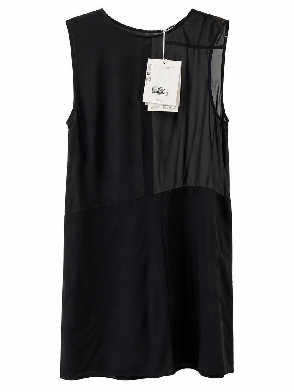 COS Black Sleeveless Mini Dress with Sheer Panel